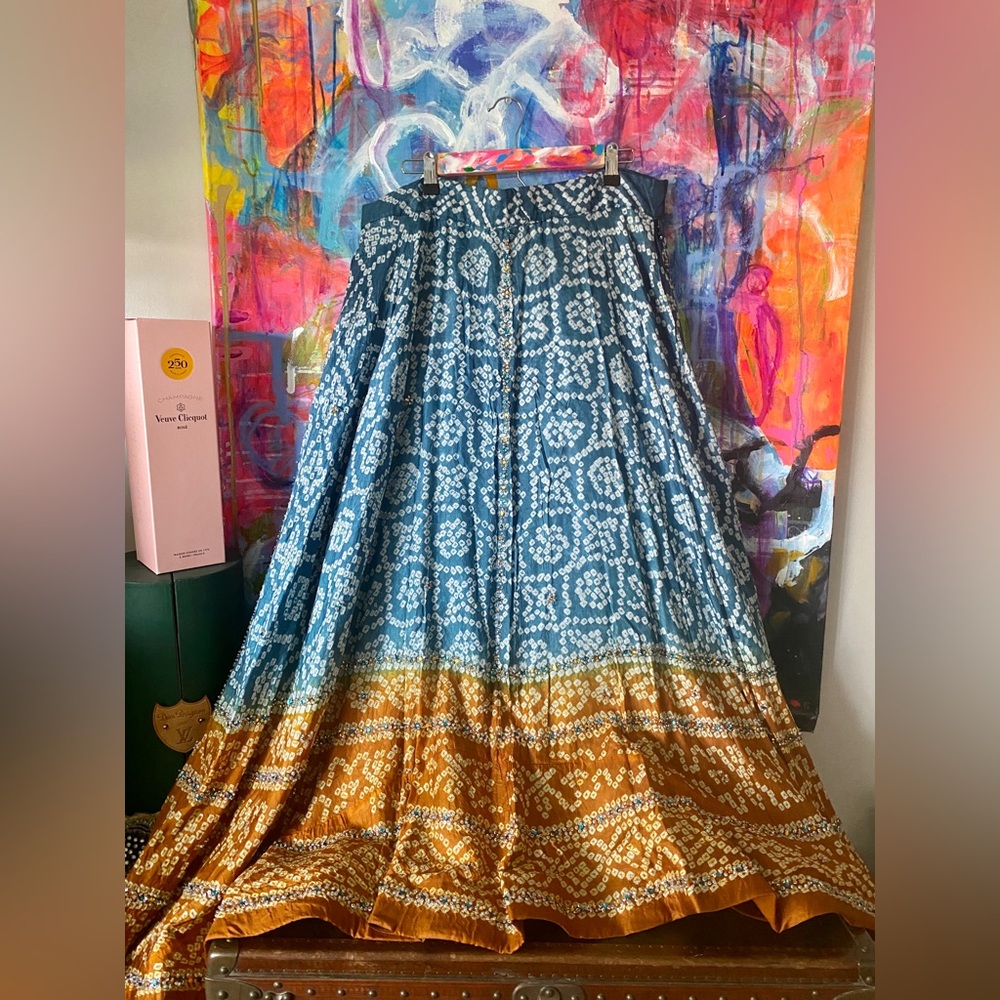 Gorgeous Indian Beaded Maxi SKIRT Turquoise and Auburn Party Festival Fashion ❤️
